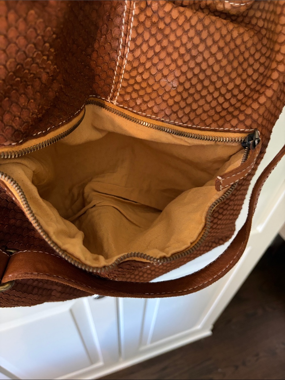 Sundance Woven Leather Shoulder Bag in Warm Tan - Picture 3 of 7